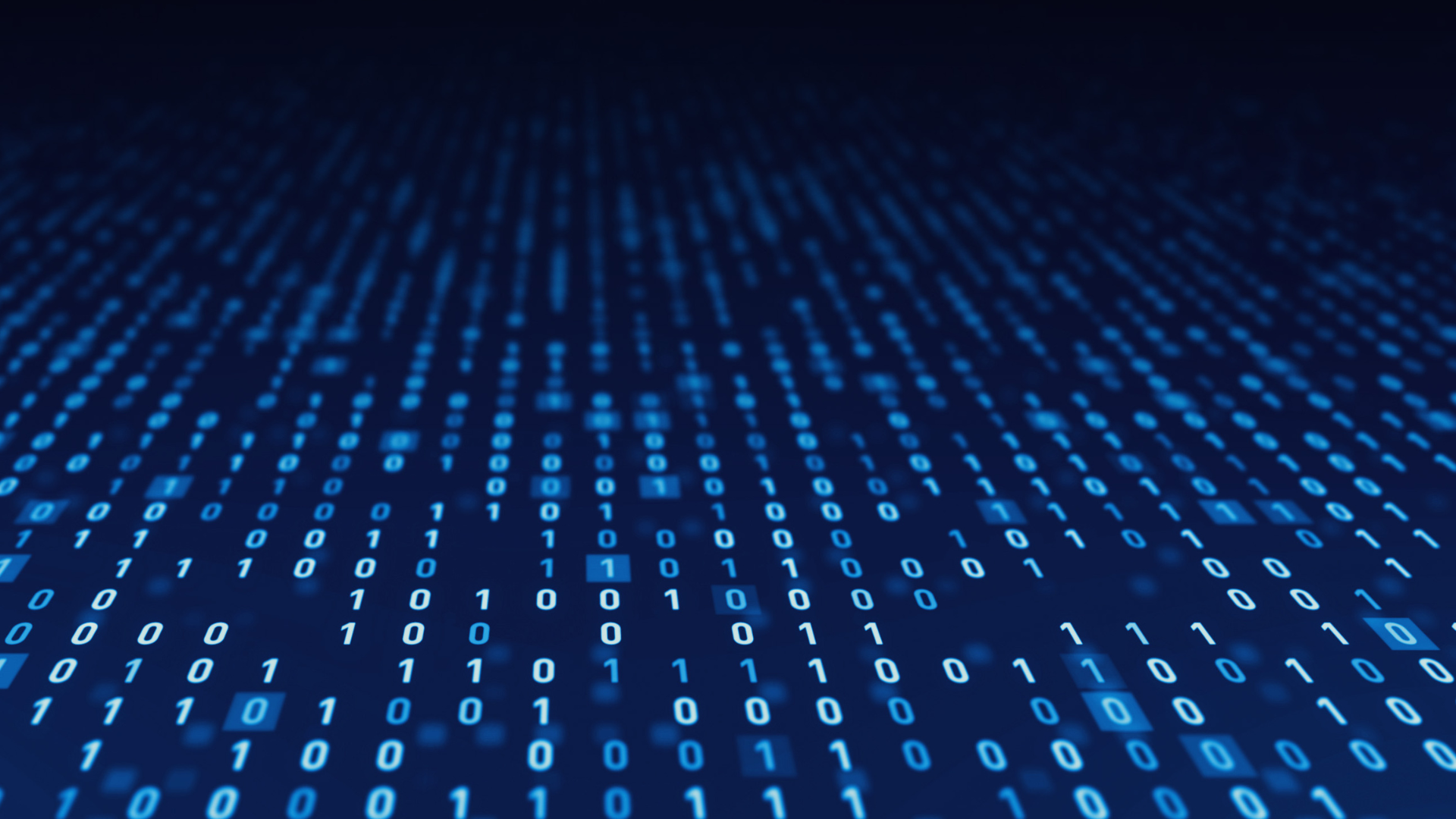 ceros y unos como un océano de datos hacia el horizonte